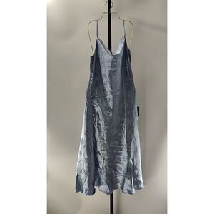 Lulus Women All About You Slate Blue Floral Jacquard Satin Midi Dress M